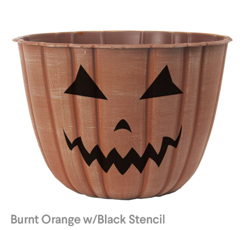 image of burnt orange pumpkin planter