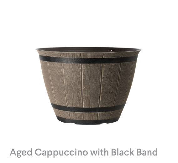 image of Aged Cappuccino with Black Band Riverstone Planter